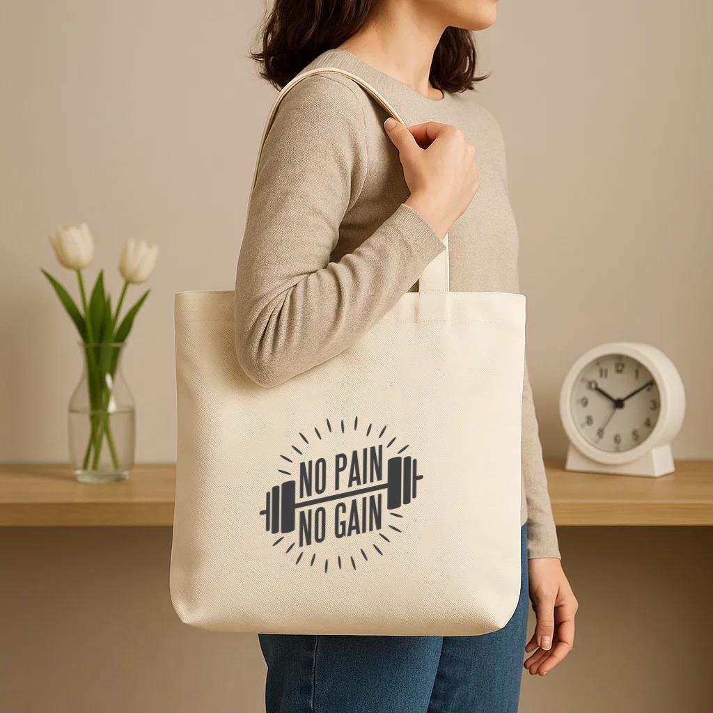 No Pain No Gain Logo Canvas Tote Bag - Image 3