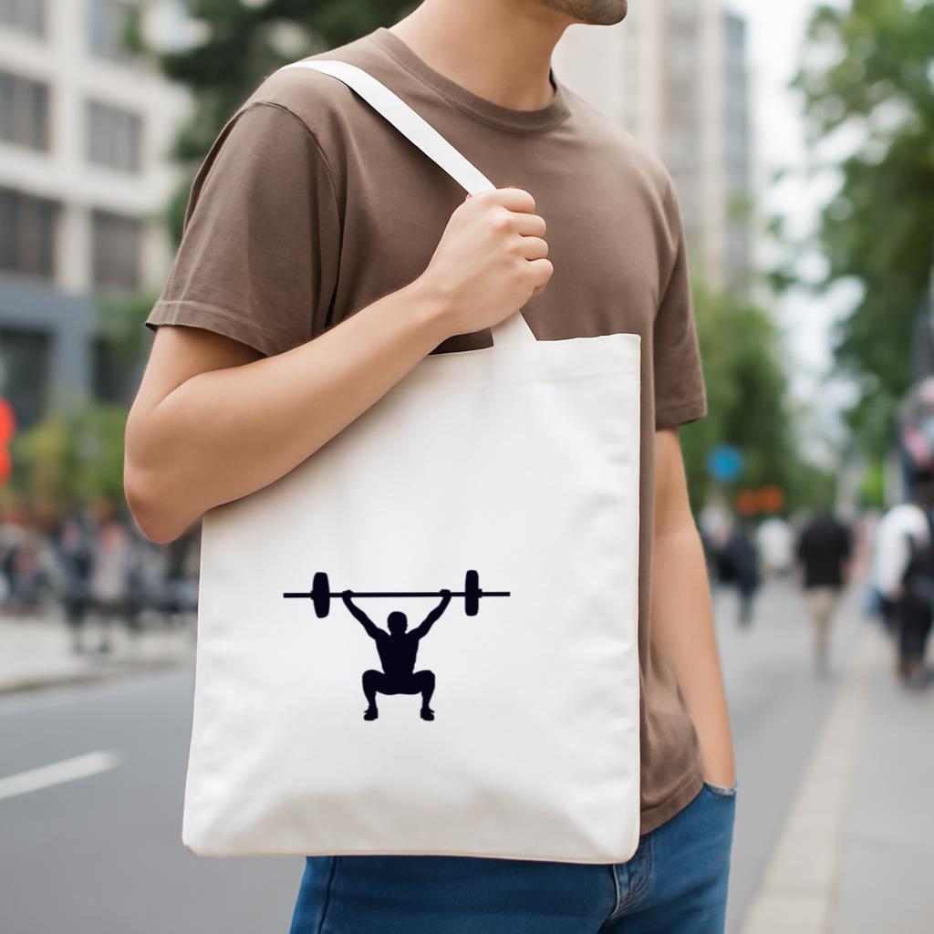 Overhead Squat Crossfit Silhouette Canvas Tote Bag - Image 4