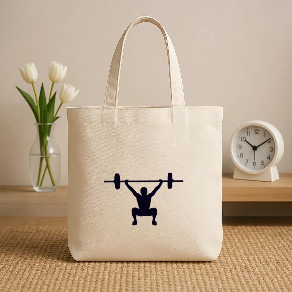 Overhead Squat Crossfit Silhouette Canvas Tote Bag - Image 2