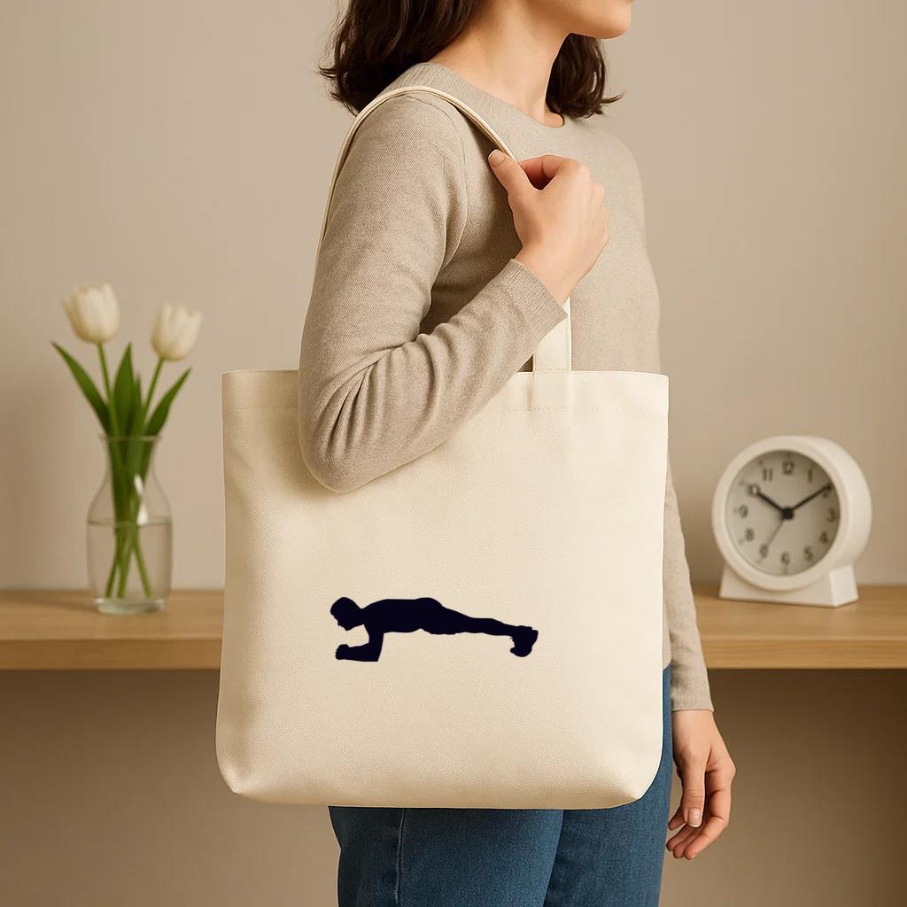 Plank Crossfit Silhouette Canvas Tote Bag - Image 3