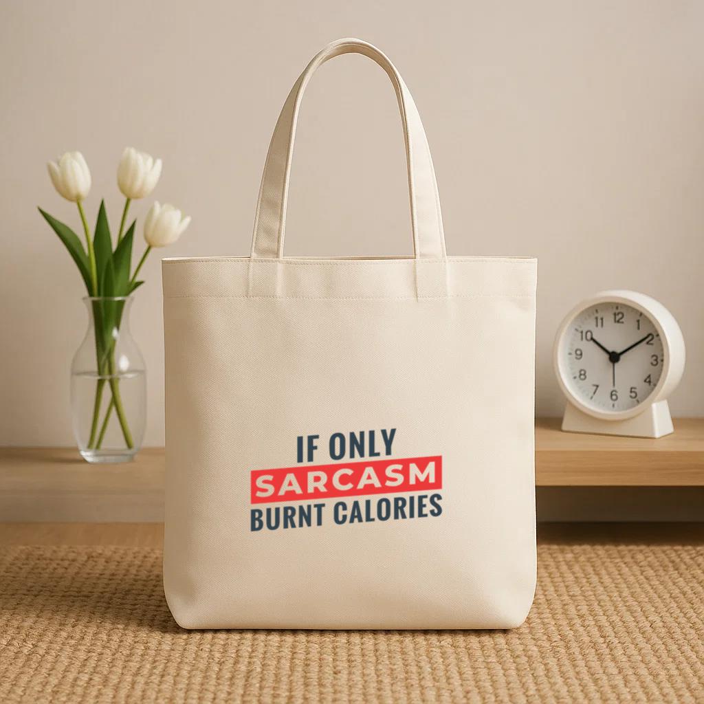 Sarcasm Burnt Calories Workout Phrase Canvas Tote Bag - Image 2