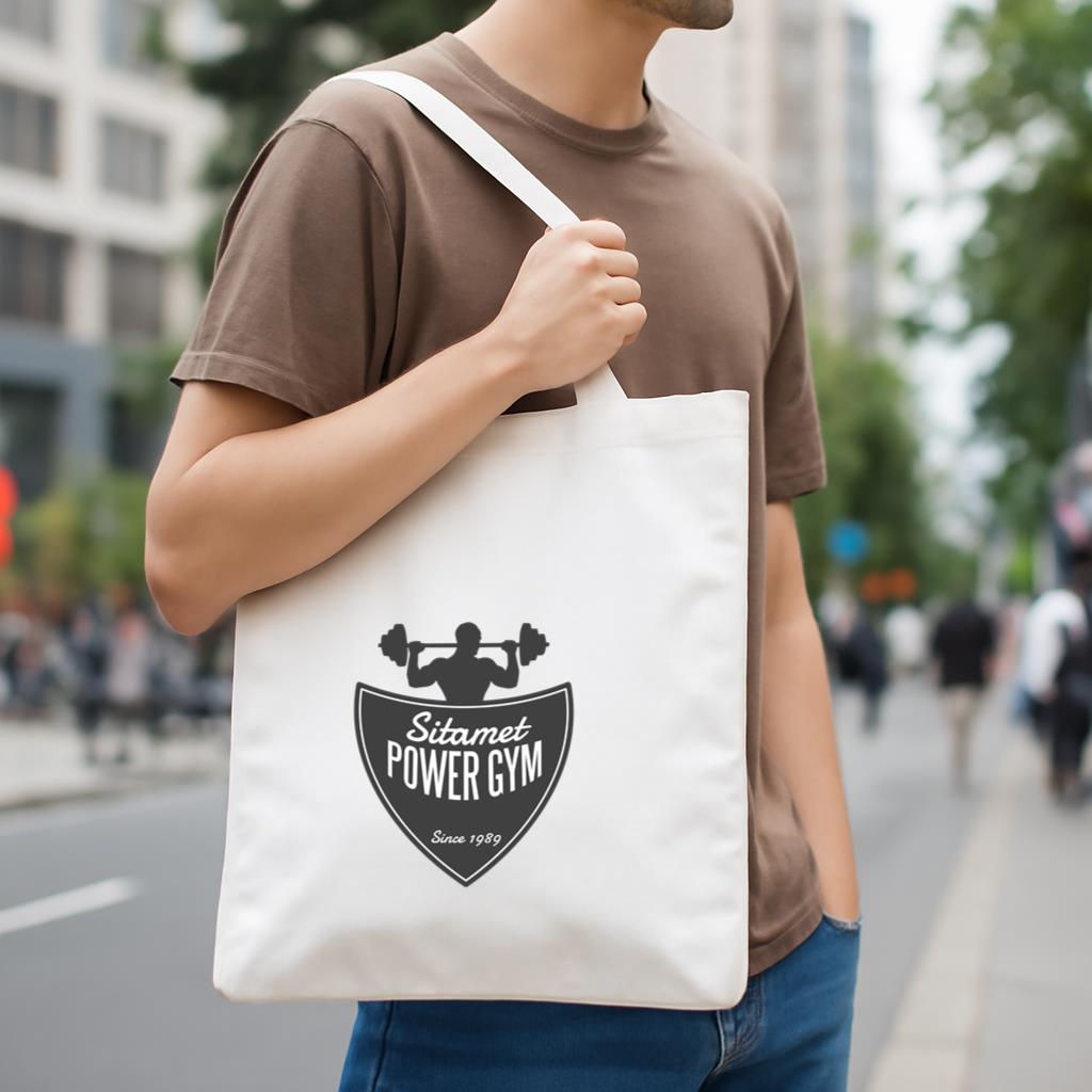 Sitamet Power Gym Logo Canvas Tote Bag - Image 4