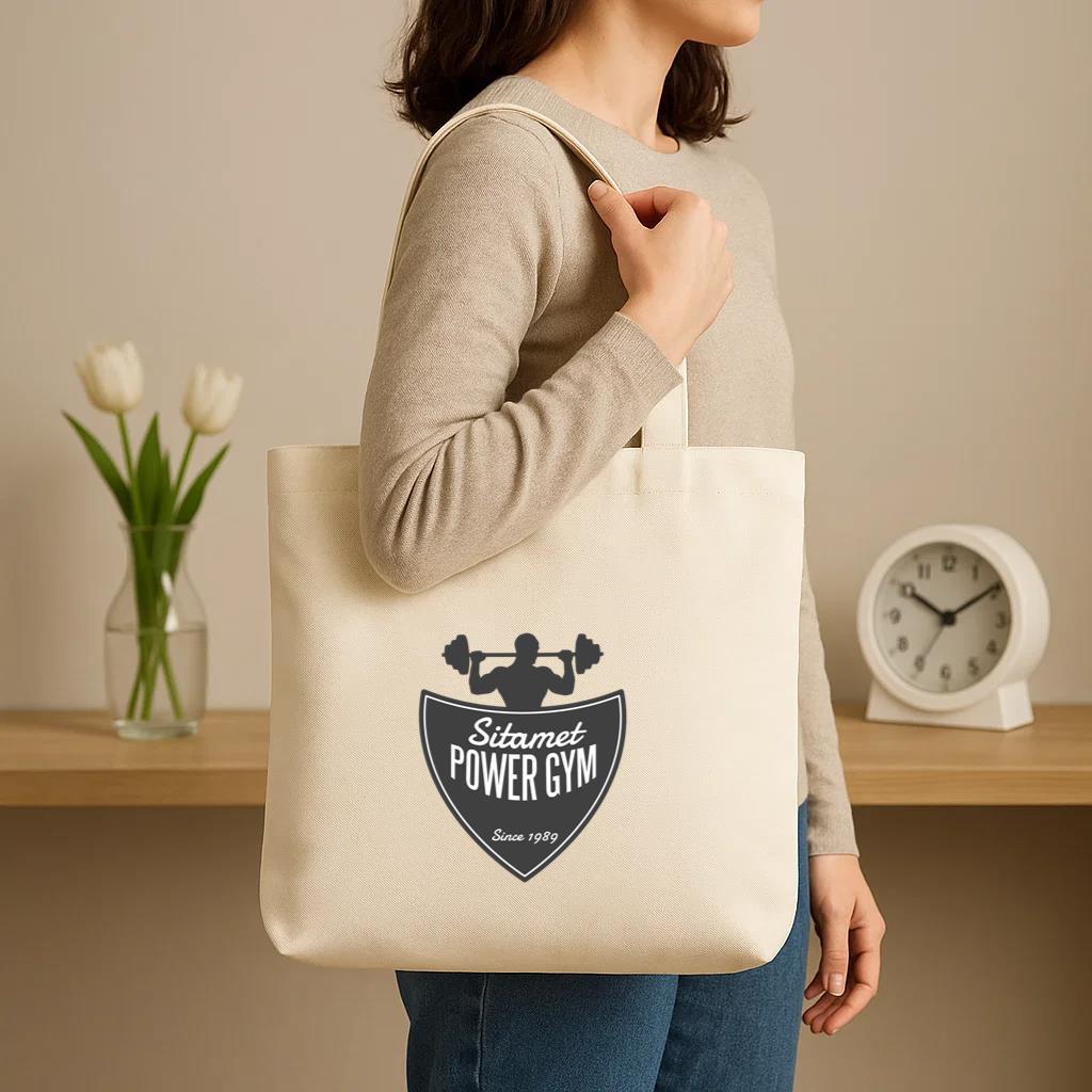 Sitamet Power Gym Logo Canvas Tote Bag - Image 3