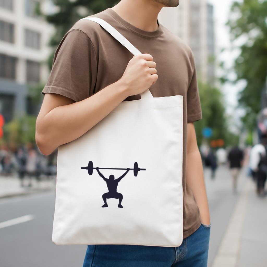 Weight Lifting Silhouette Canvas Tote Bag - Image 4