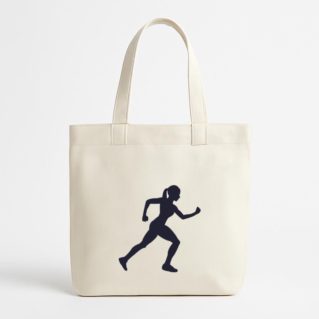 Woman Running Silhouette Design Canvas Tote Bag