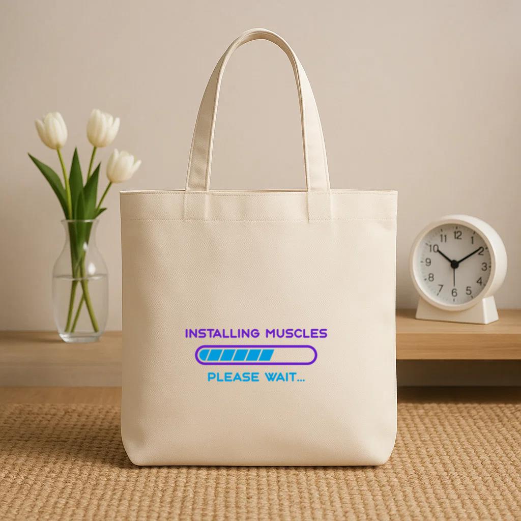 Workout Phrase Installing Muscles Canvas Tote Bag - Image 2